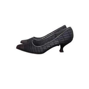 Prevata Black Mesh 2 in Kitten Heels Womens Size 6 B Made in Italy Pointed Toe